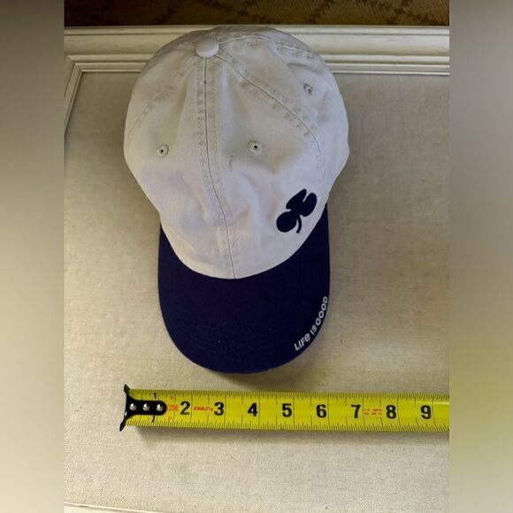 Life is Good Chill Happy Go Lucky cream / navy baseball cap w shamrock NWOT - Picture 7 of 8